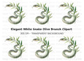 Green Snake with Olive Branch Clipart Bundle