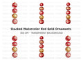 Red and Gold Christmas Ornaments Clipart Bundle