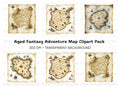 Vintage Treasure Maps Clipart Bundle