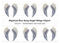 Grey Angel Wings Clipart Bundle