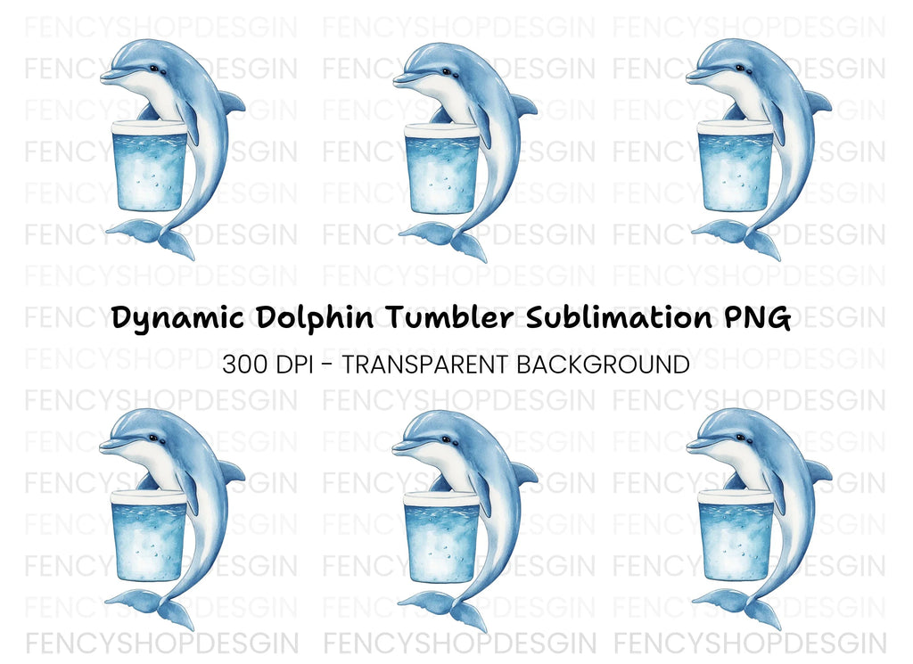 Cute Dolphin Holding Drink Clipart Bundle