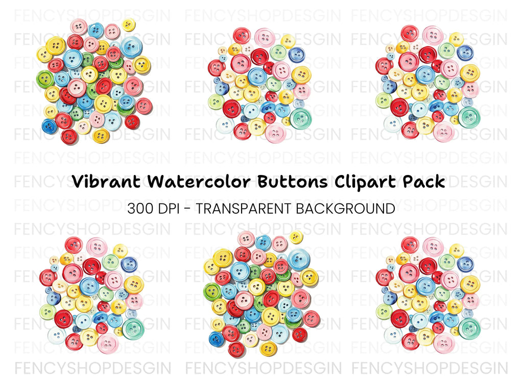 Vibrant Assorted Round Buttons Clipart Bundle