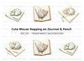 Sleeping Mice on Books Clipart Bundle