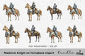 Medieval Knight on Horseback Clipart Bundle