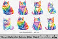 Vibrant Rainbow Kitten Clipart Bundle