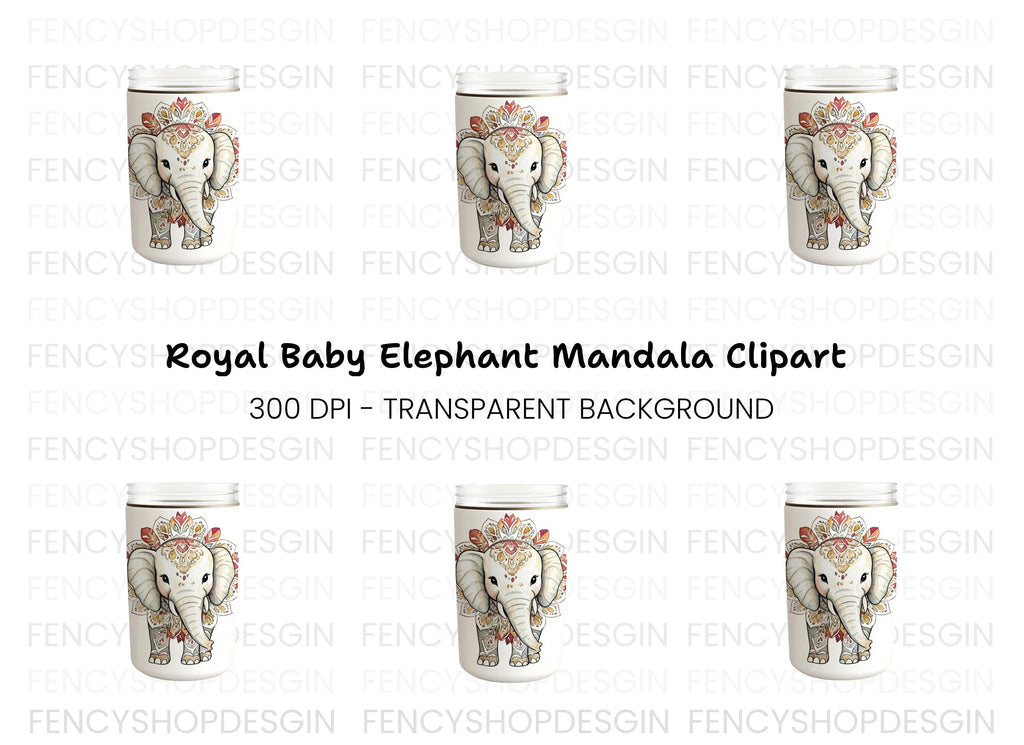 Boho Elephant Mandala Clipart Bundle