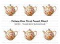 Elegant Rose Teapot Clipart Bundle