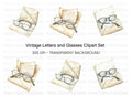 Vintage Letters and Glasses Clipart Bundle