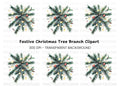 Christmas Pine Branch with Lights Clipart Bundle