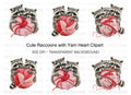 Cute Raccoons with Yarn Heart Clipart Bundle