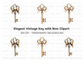 Elegant Vintage Skeleton Keys Clipart Bundle
