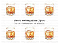 Whiskey Glasses with Ice Clipart Bundle