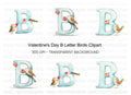 Cute Birds and Love Letter Alphabet Clipart Bundle
