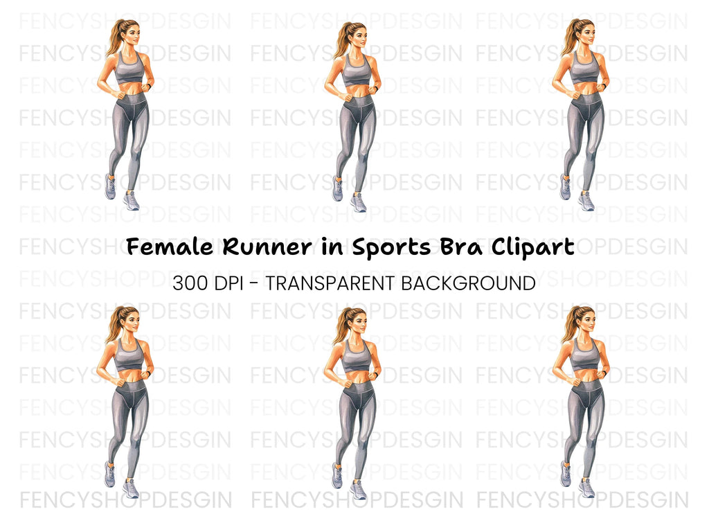 Female Runner Athletic Woman Clipart Bundle