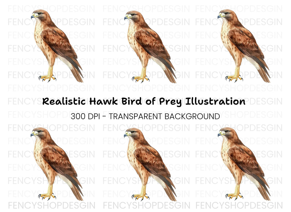 Majestic Brown Hawk Bird Clipart Bundle