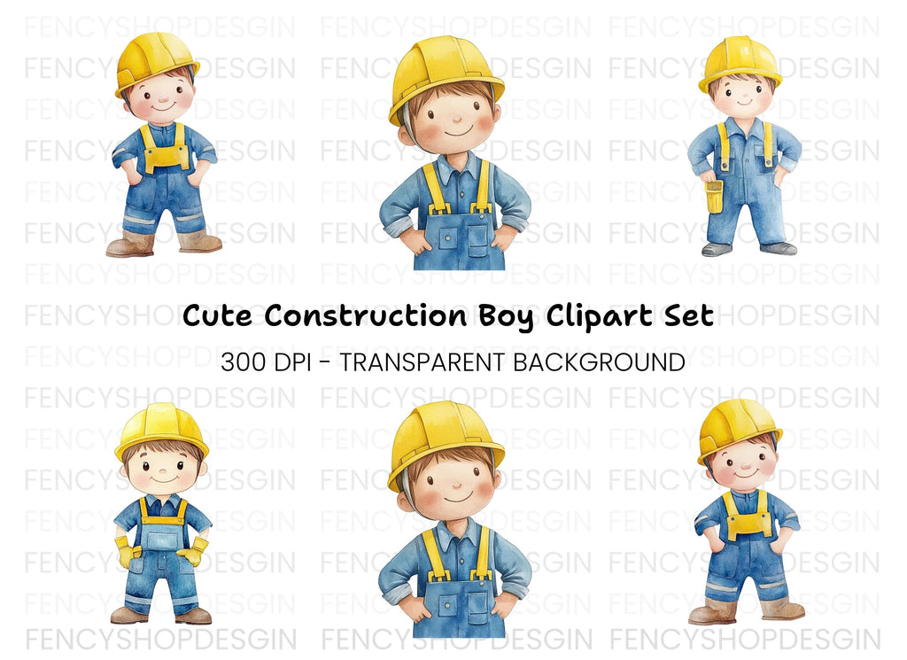 Cute Construction Worker Clipart Bundle