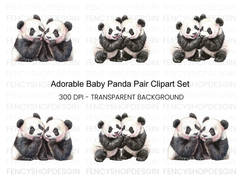 Adorable Baby Panda Friends Clipart Bundle