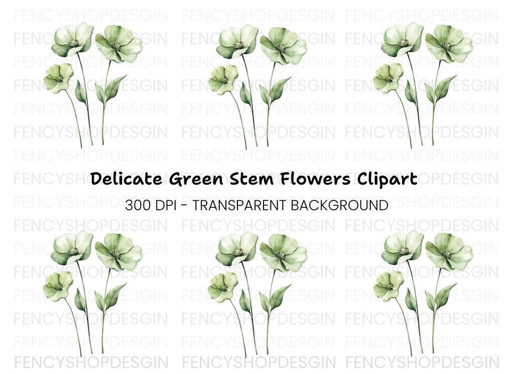 Green Floral Clipart Bundle