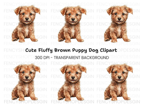 Adorable Brown Puppy Clipart Bundle