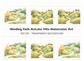 Autumn Hills Landscape Path Clipart Bundle