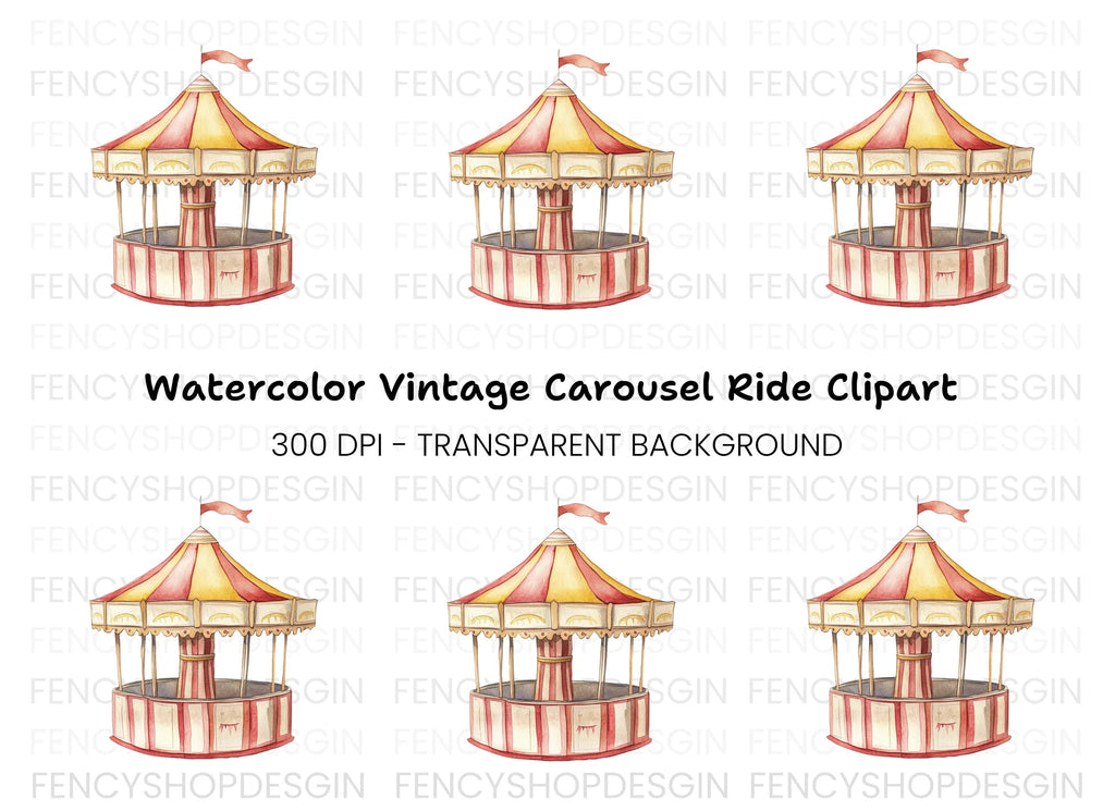 Whimsical Carnival Merry Go Round Clipart Bundle