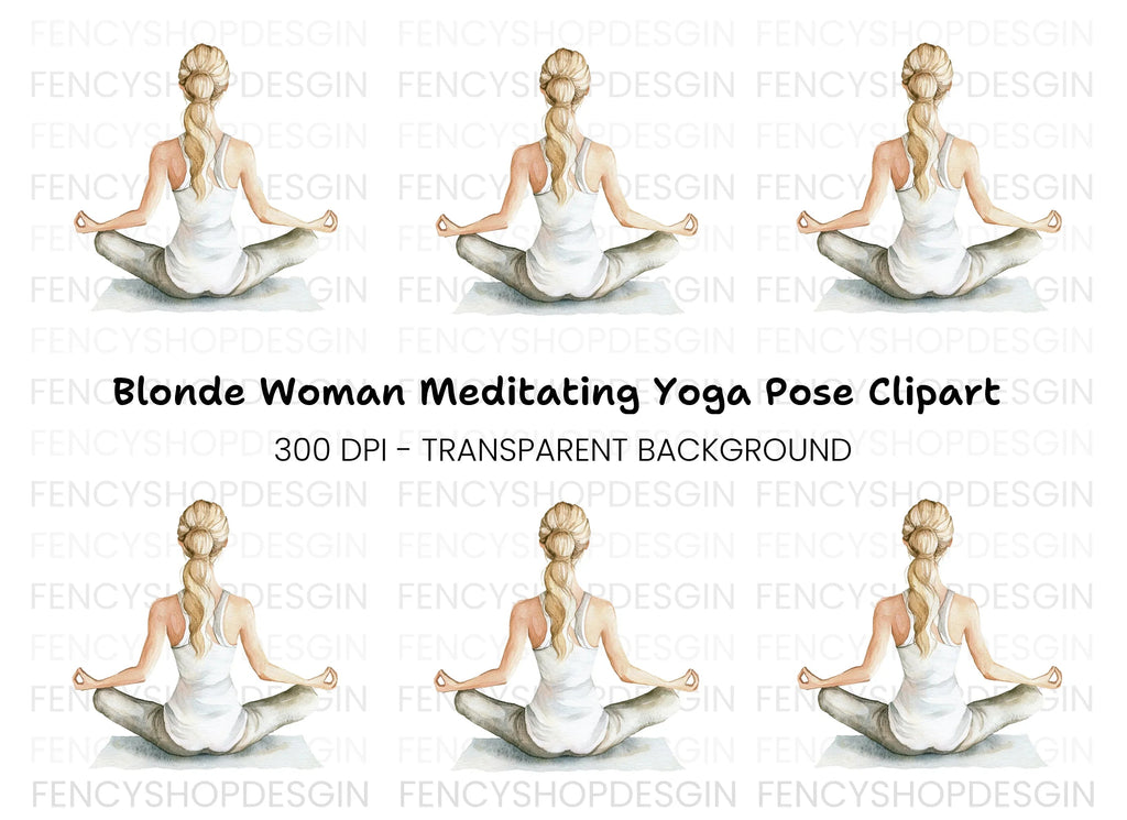 Serene Yoga Woman Pose Clipart Bundle