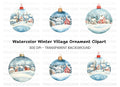 Winter Village Christmas Ornament Clipart Bundle