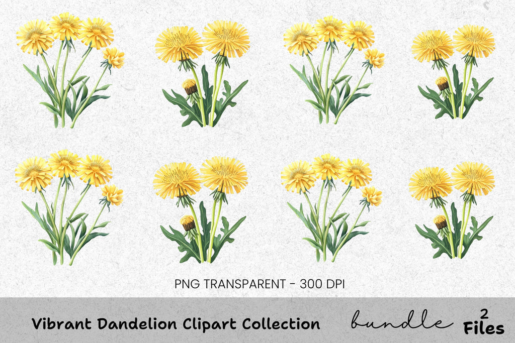 Vibrant Dandelion Clipart Bundle