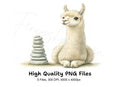 Cute Llama and Stone Cairn Clipart Bundle