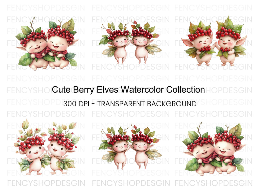 Cute Berry Fairies Clipart Bundle