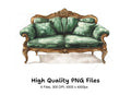 Emerald Green Sofa Clipart Bundle