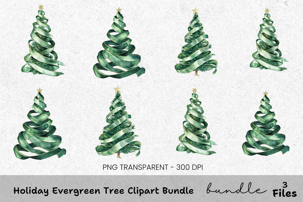 Holiday Evergreen Tree Clipart Bundle