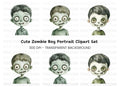 Zombie Boy Faces Clipart Bundle
