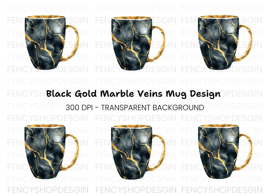 Kintsugi Black and Gold Clipart Bundle