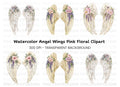 Romantic Angel Wings with Pink Roses Clipart Bundle