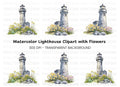 Stone Lighthouse with Flowers Clipart Bundle