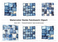 Denim Patchwork Patterns Clipart Bundle
