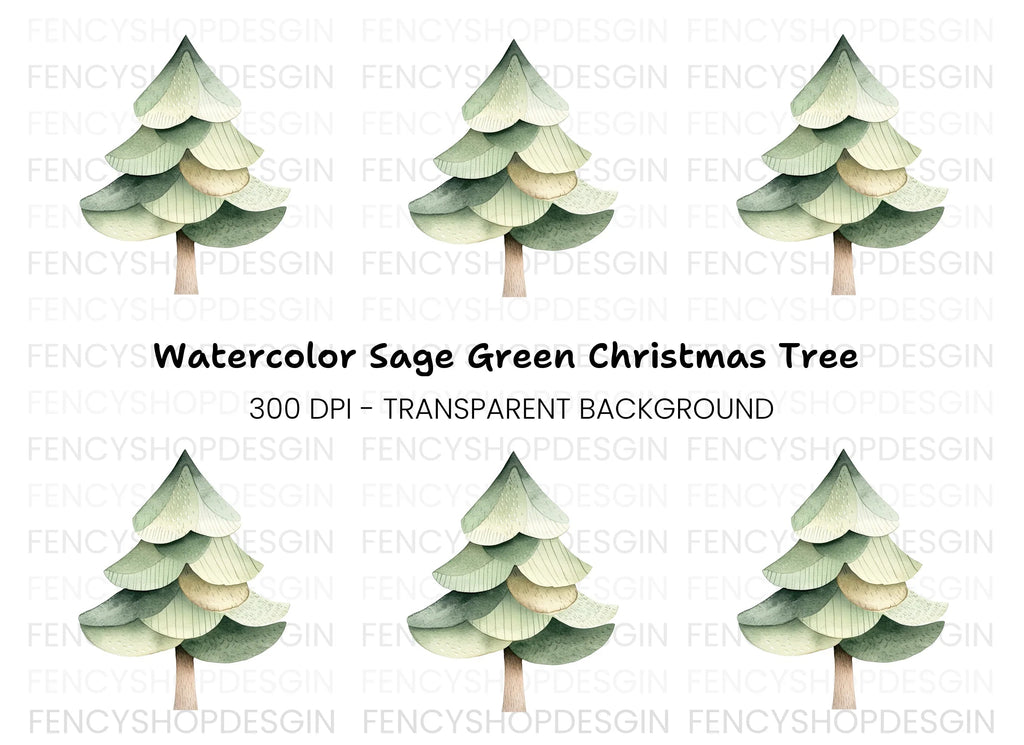 Cute Stylized Pine Tree Clipart Bundle