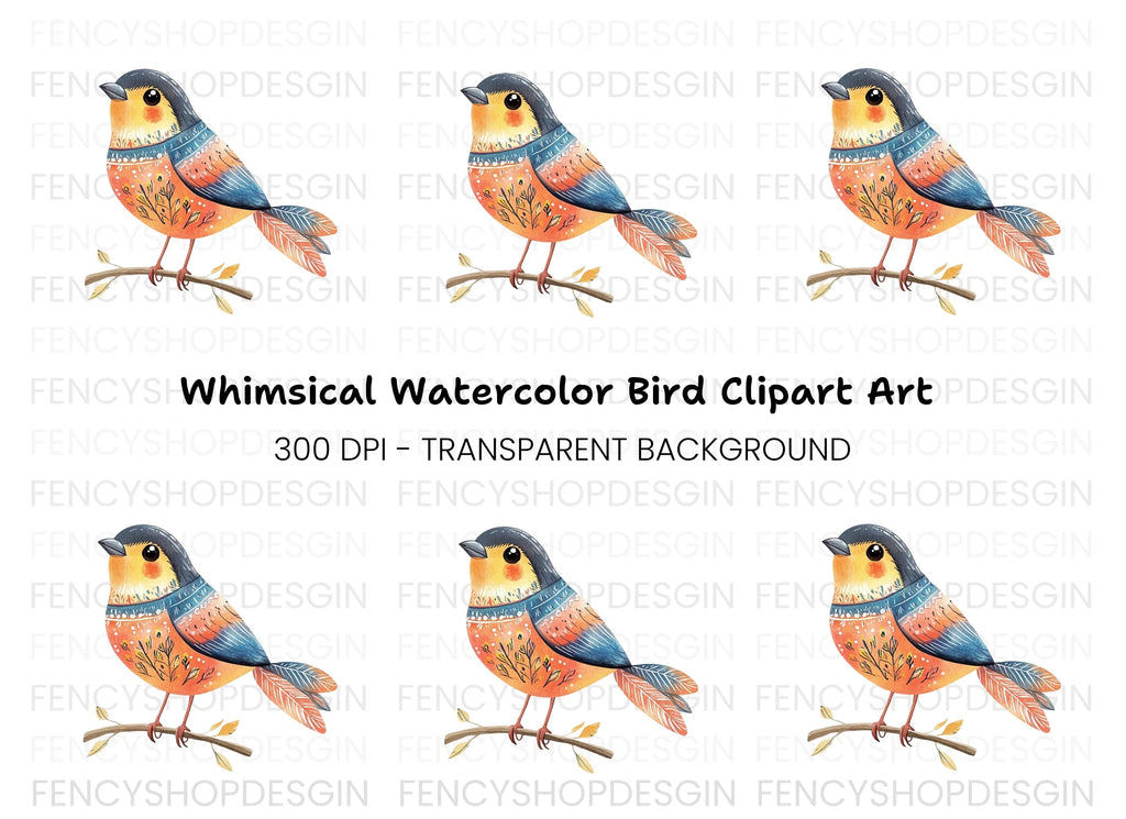 Charming Bird on Branch Clipart Bundle