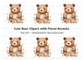 Cute Bear with Flowers Clipart Bundle