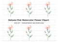 Delicate Pink Flower Clipart Bundle