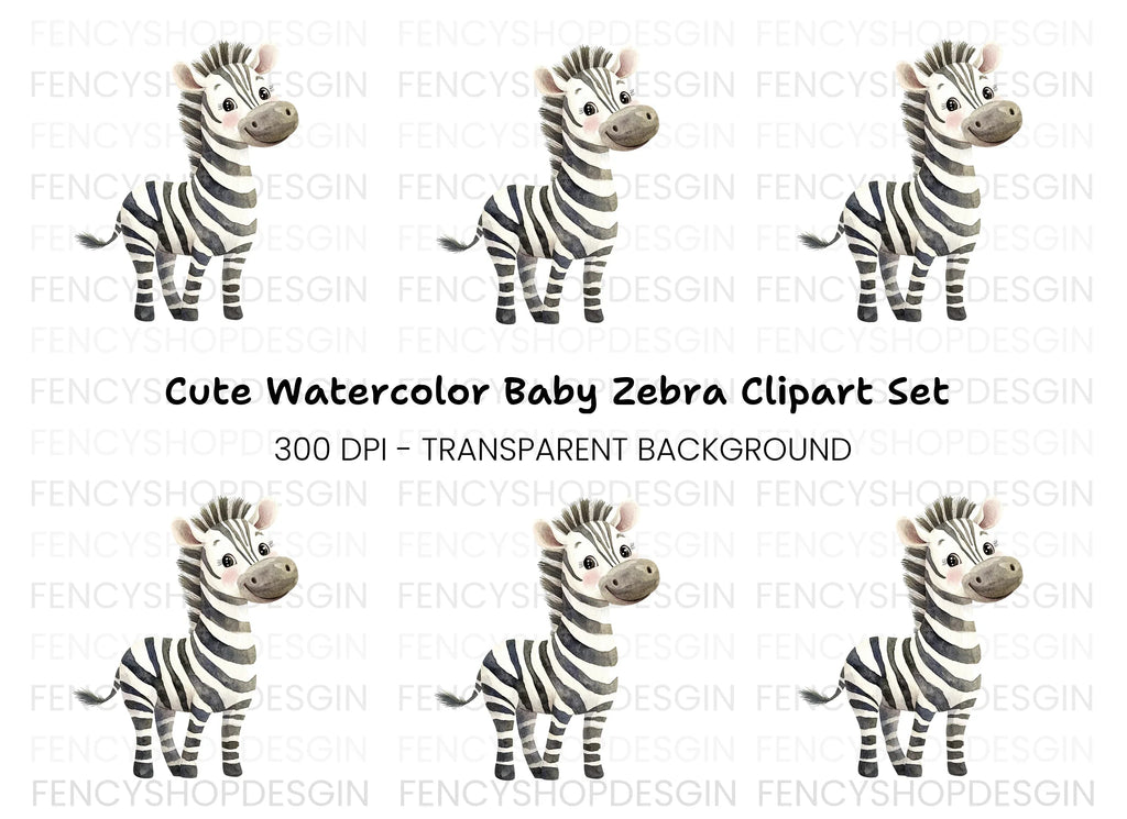 Playful Baby Zebra Clipart Bundle