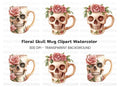 Skull with Pink Roses Clipart Bundle