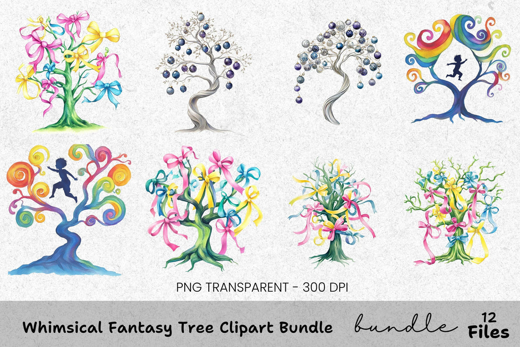 Whimsical Fantasy Tree Clipart Bundle
