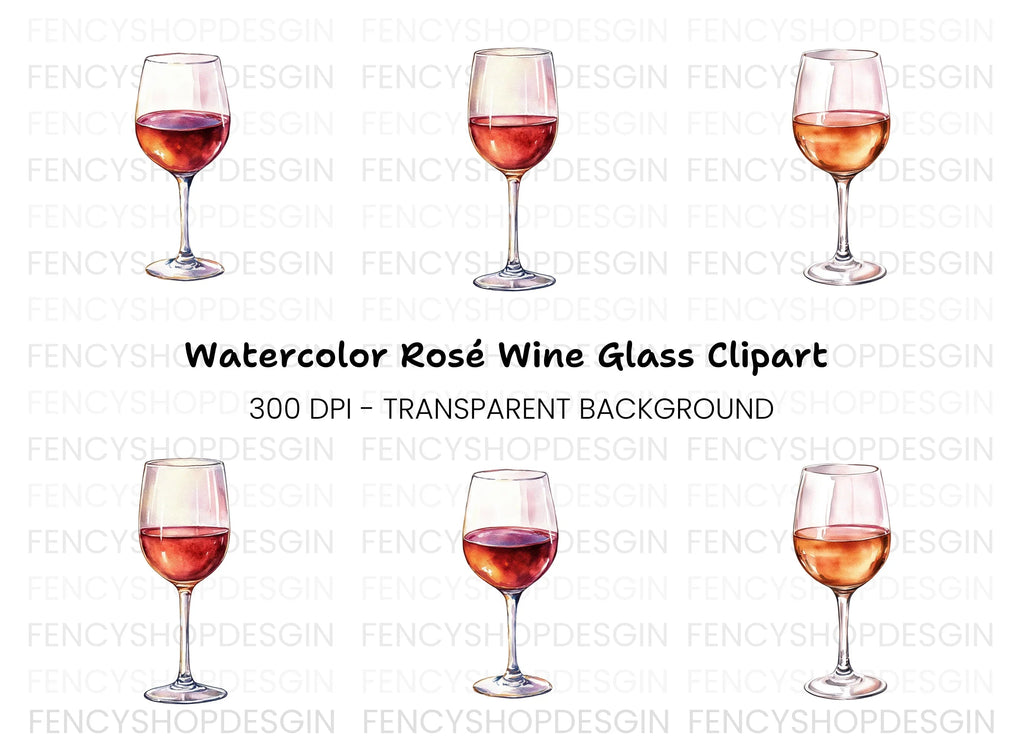Wine Glasses Clipart Bundle