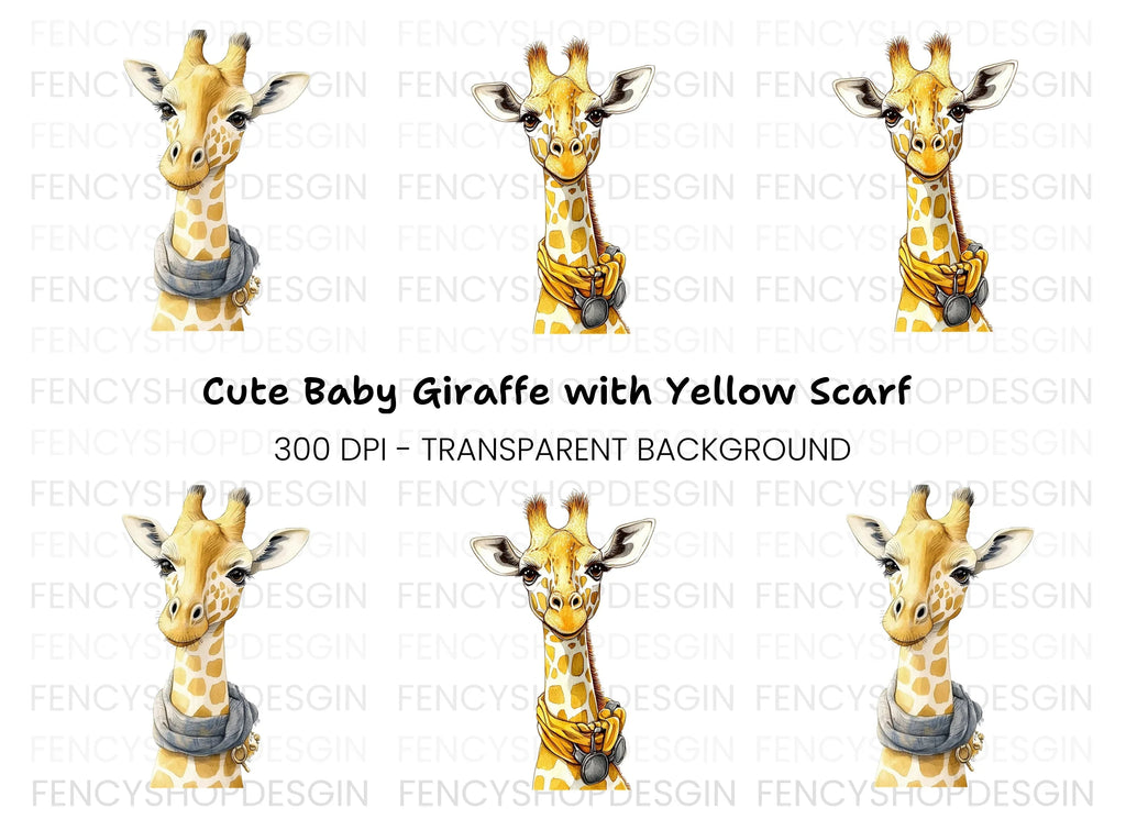 Cute Giraffe with Scarf Clipart Bundle