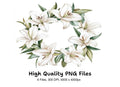 Stunning White Lily Wreath Clipart Bundle