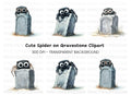 Cute Spiders on Gravestones Clipart Bundle
