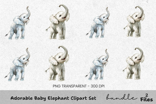 Adorable Baby Elephant Clipart Bundle
