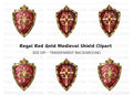 Red Gold Decorative Shield Clipart Bundle